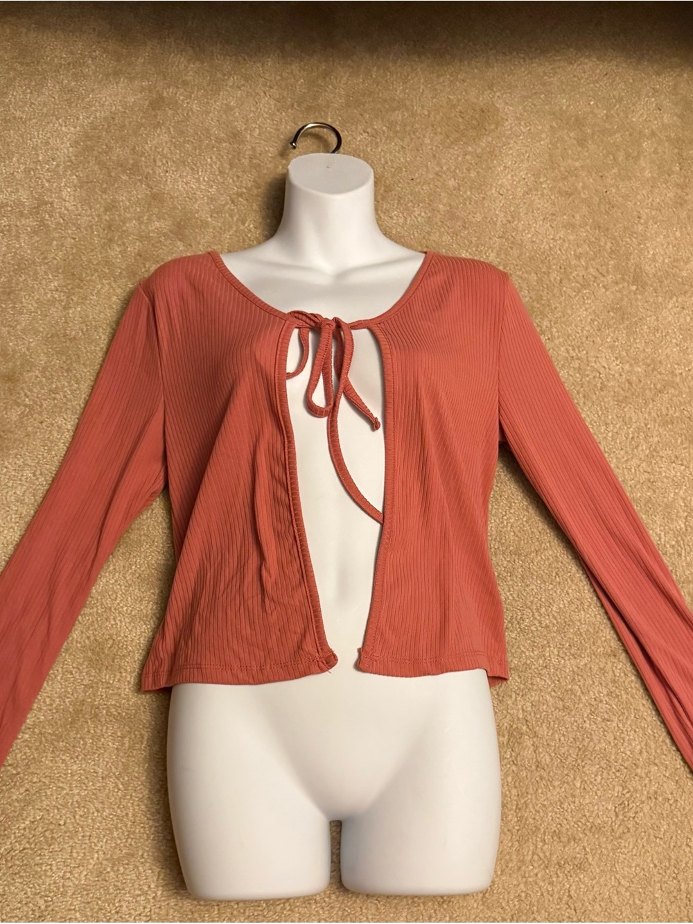 YMI Ribbed Tie-Front Two-Piece Crop Top Set - Rust - Picture 2 of 5